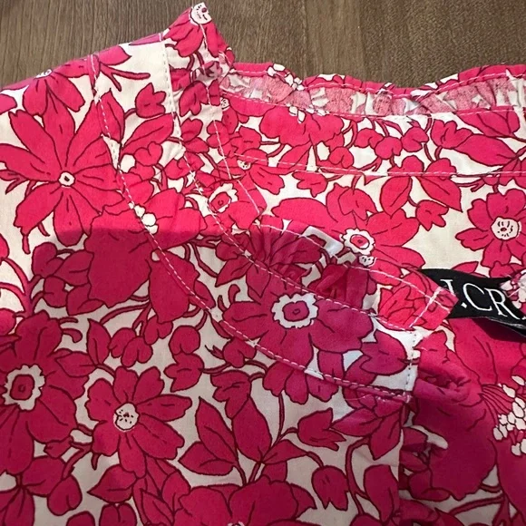 NWT Button-front ruffleneck popover in blushing meadow cotton poplin size large - Picture 4 of 8